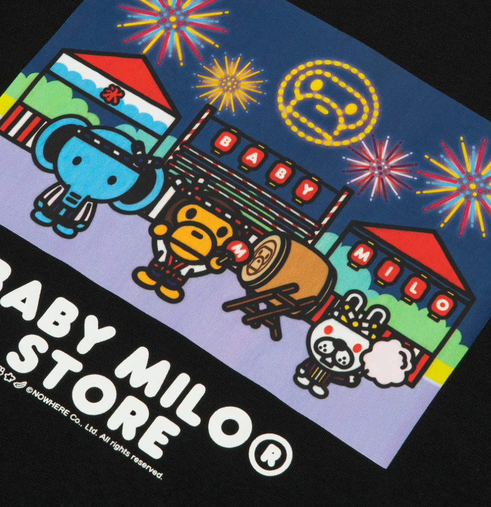 香港直郵 專櫃正品 BABY MILO STORE女裝卡通小猴花火大會圖案印花短袖T恤0454