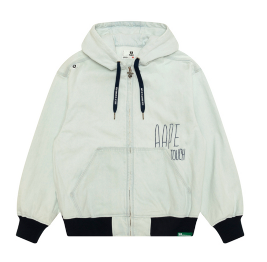 香港代購 專櫃正品 Aape 男 字母刺繡水洗做舊復古連帽夾克外套7646