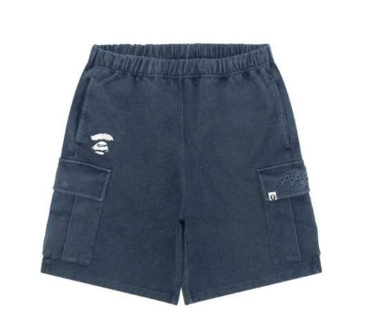 香港代購 專櫃正品 26春夏 Aape 男 AAPEUNVS 猿人刺繡復古水洗做舊潮流工裝短褲C605