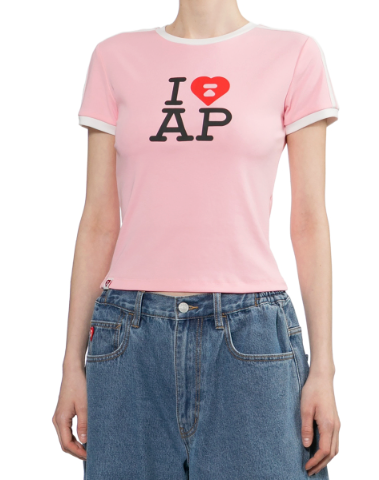 APEE 26春夏女款拼色愛心字母印花T卹 386