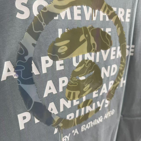 2025 AAPE 春夏 AAPEUNVS moonface tee 迷彩猿人圓章印花休閑潮流短袖T恤 1646