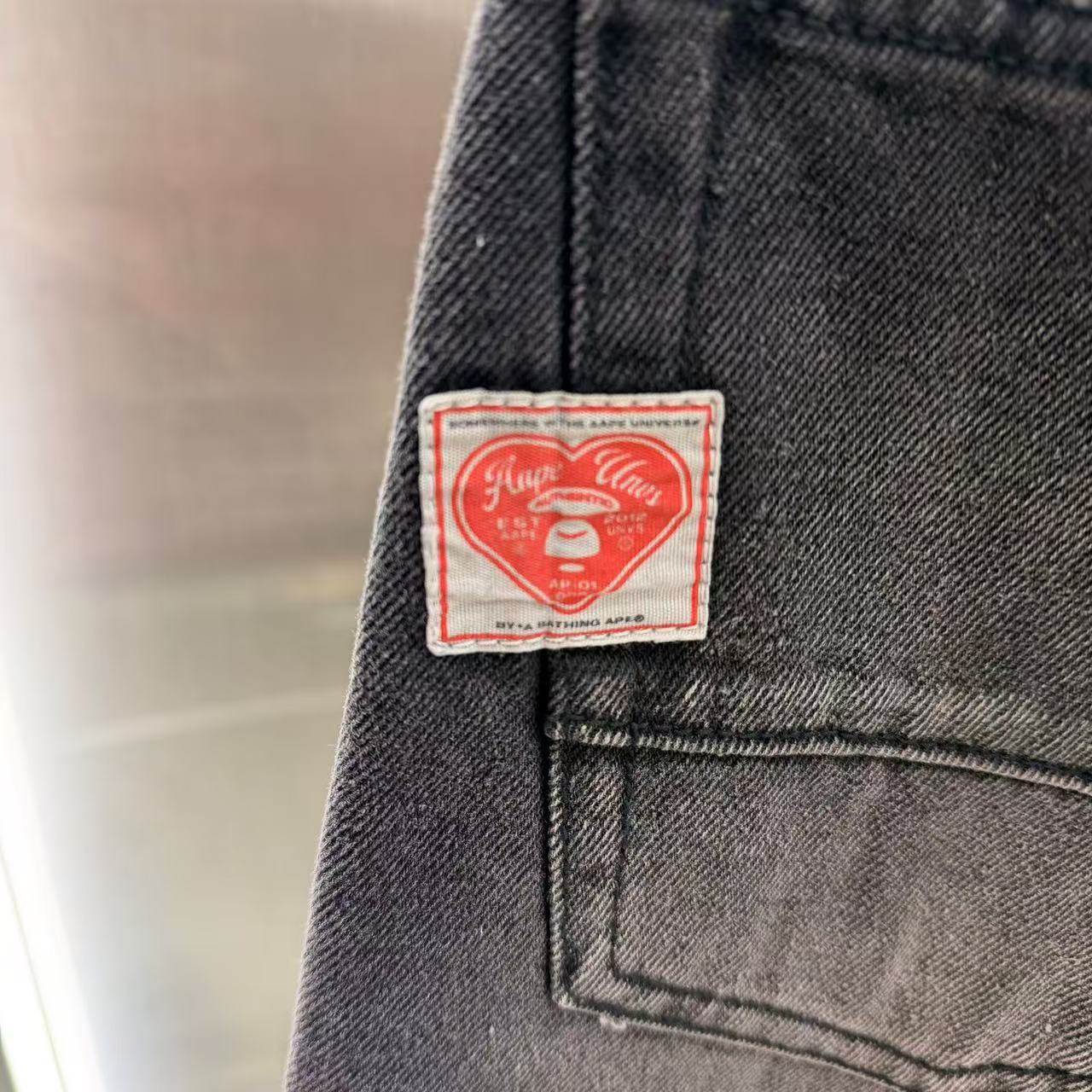 香港直郵 Aape 26春夏 男 字母刺繡印花水洗寬松直筒牛仔長褲C689