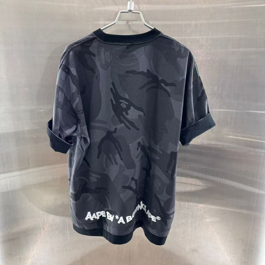 香港代購 專櫃正品 26春夏 Aape 男 猿人徽章迷彩拼接潮流舒適短袖T恤1877