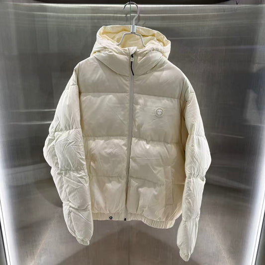 香港直郵 Aape 25秋冬 男 小標徽章簡約潮流連帽面包羽絨服外套7725