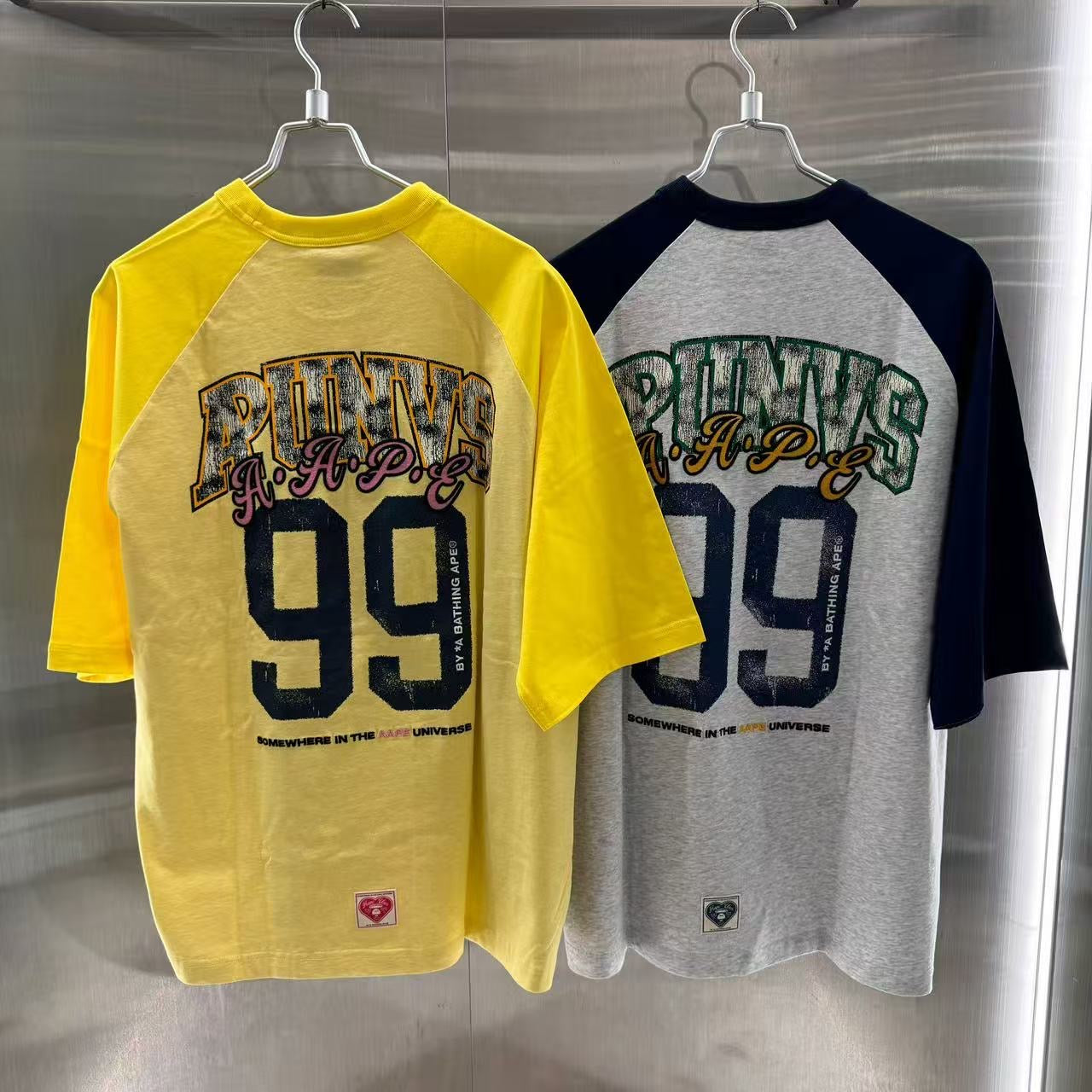 香港直郵 專櫃正品 Aape 26春夏男 字母猿人印花美式復古做舊牛角袖T恤1848