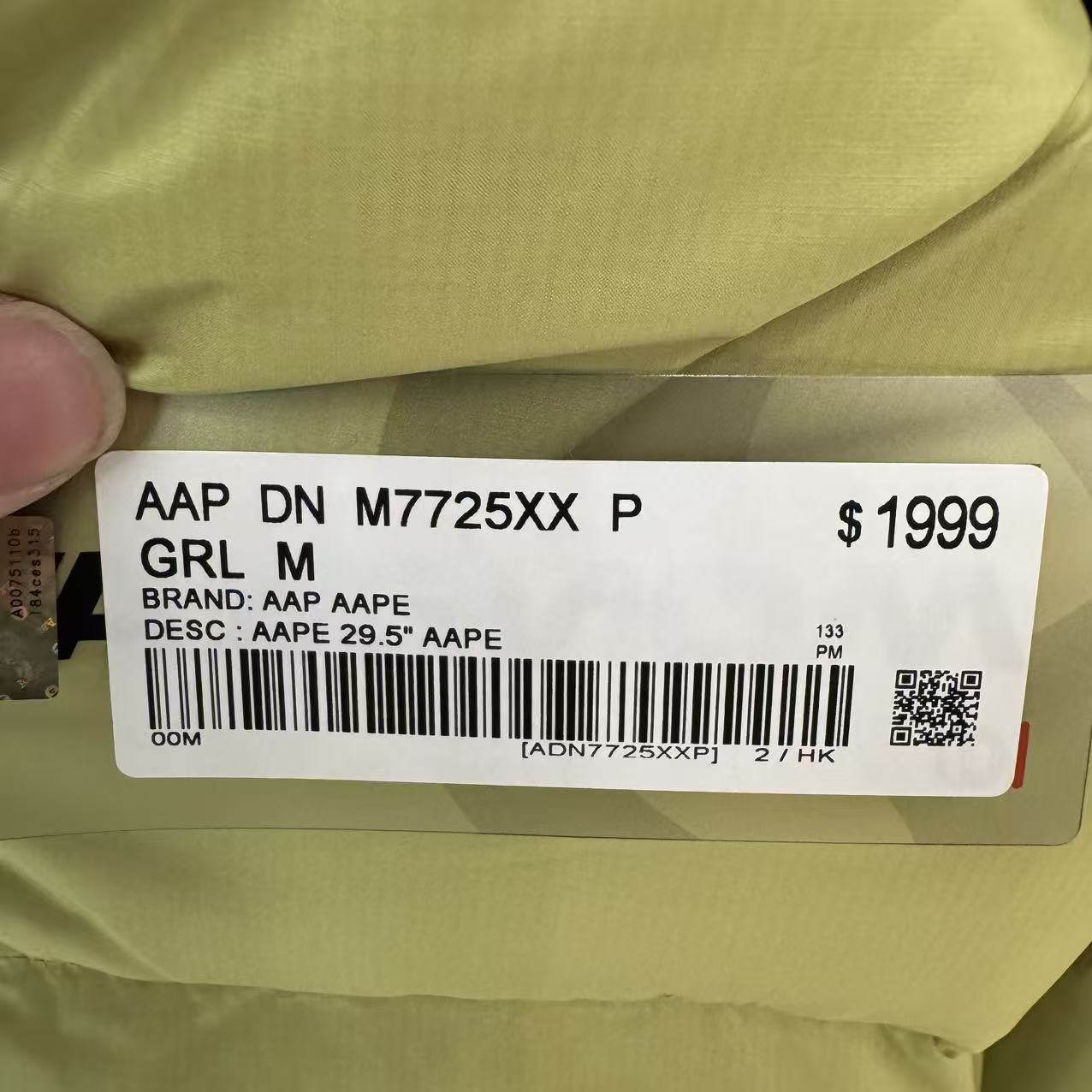 香港直郵 Aape 25秋冬 男 小標徽章簡約潮流連帽面包羽絨服外套7725