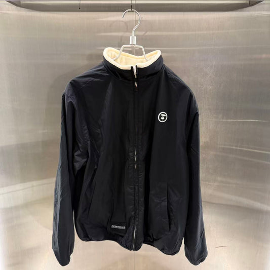 香港直郵 Aape 25秋冬 男 小標徽章休閑潮流雙面穿絨面夾克外套7732