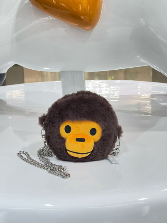 BABY MILO STORE配飾卡通毛絨小猴單肩包斜跨包4325 比較小放不了手機