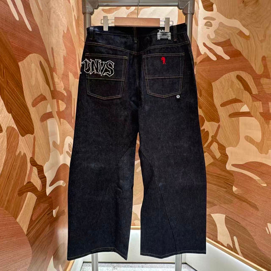 香港直郵 Aape 男裝 26秋冬3D立體剪裁字母刺繡原色牛仔褲D657 AAPPTMD657XXR
