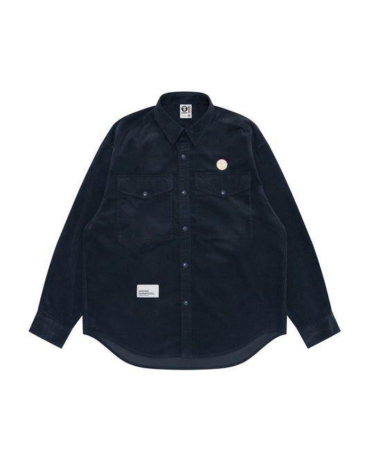 香港直郵 Aape 男装 26秋冬猿人斜纹刺绣章灯芯绒工装长袖衬衫8585 AAPSTM8585XXR