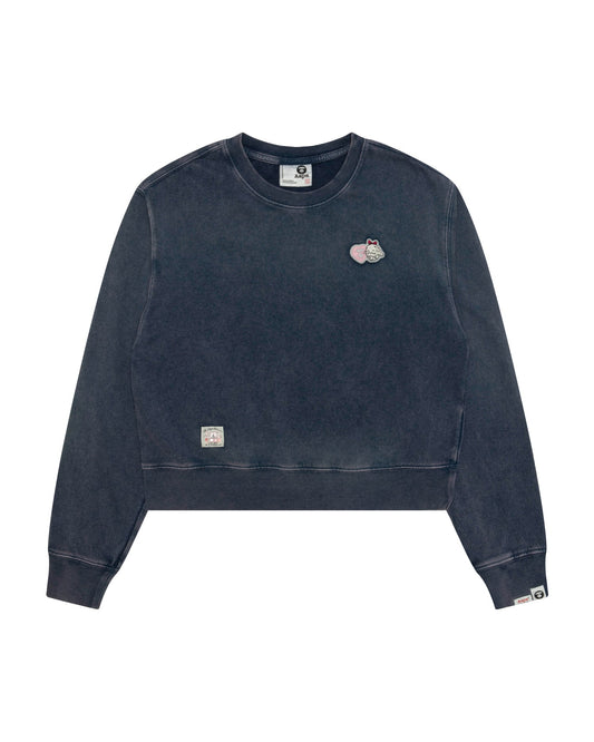 Aape 女裝 26秋冬水洗做舊愛心動物印花短款圓領衛衣E346 AAPSWWE346XXR
