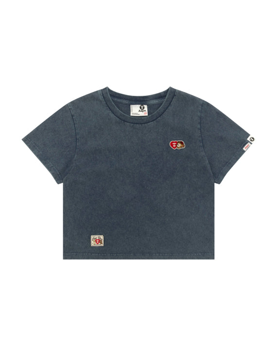 Aape 香港直郵 26春夏 AAPEUNVS cropped tee 女裝心型猿人刺繡徽章水洗做舊短袖T恤 1897