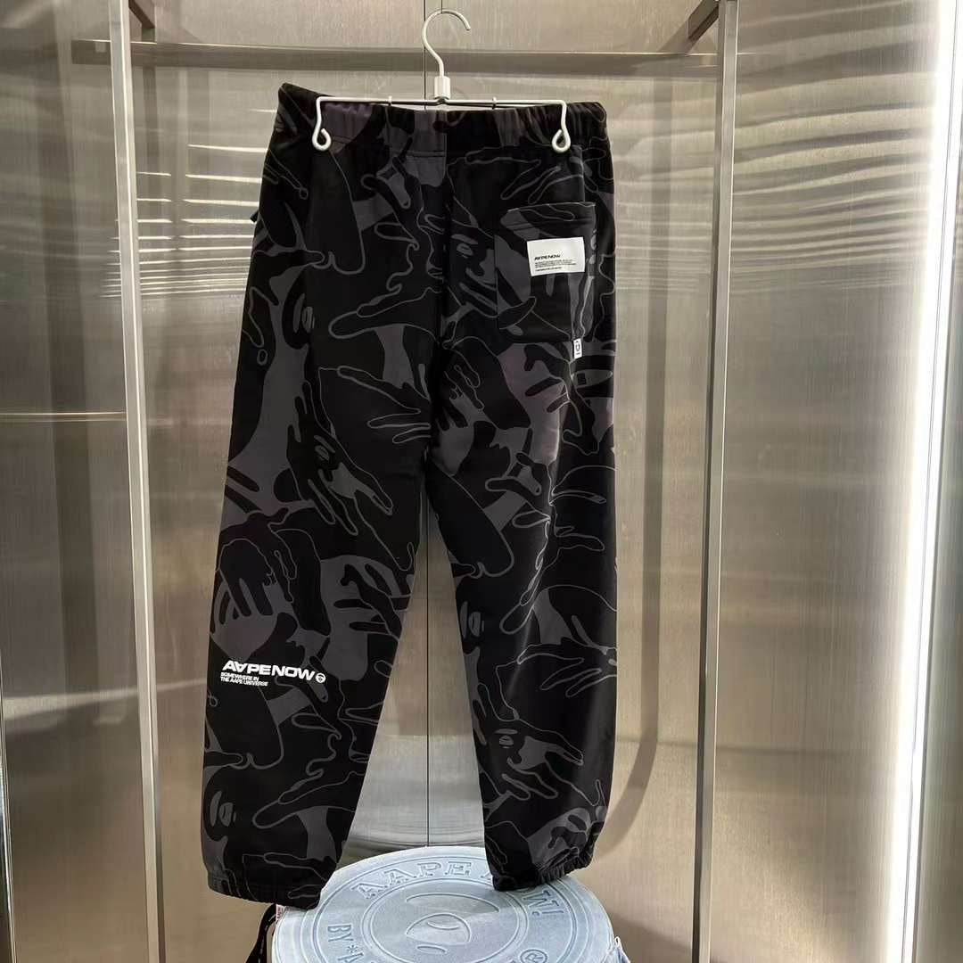 AAPE 23 男裝 秋冬 猿顏徽章迷彩字母刺繡抽繩休閑長褲 A626XXL