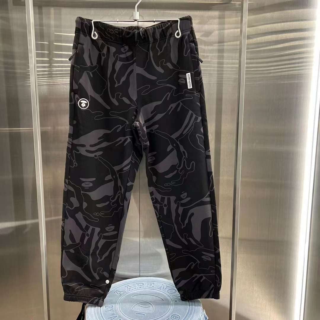 AAPE 23 男裝 秋冬 猿顏徽章迷彩字母刺繡抽繩休閑長褲 A626XXL