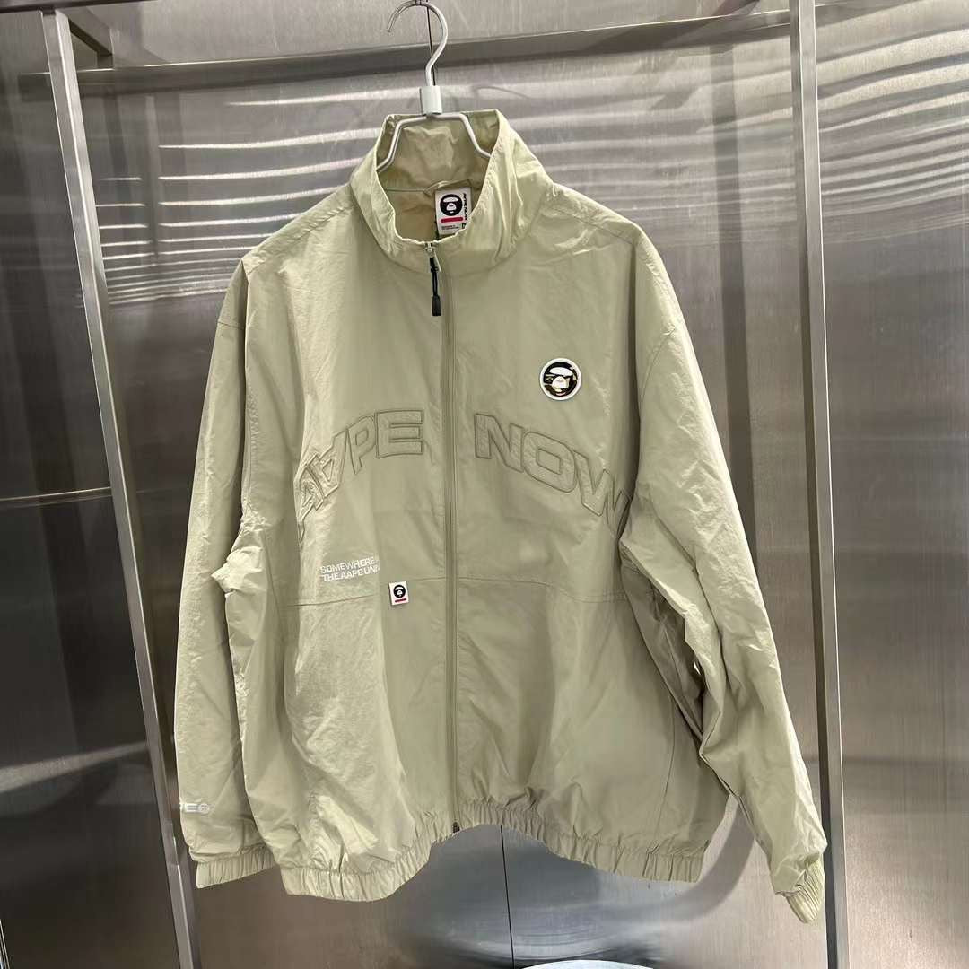 Aape 23 男裝 秋冬 猿顏迷彩徽章字母印花拉鏈薄夾克外套 7601XXL