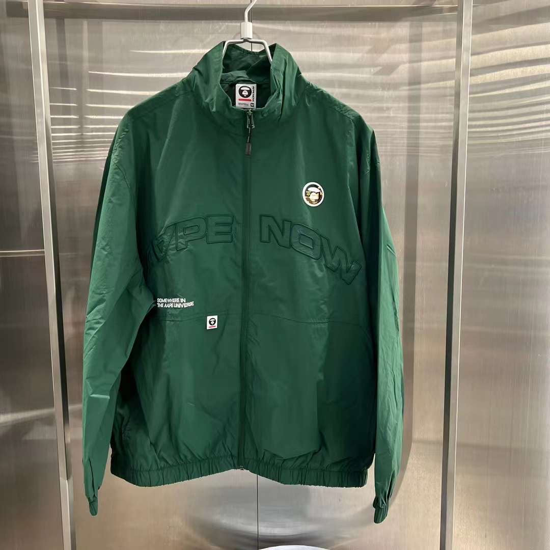 Aape 23 男裝 秋冬 猿顏迷彩徽章字母印花拉鏈薄夾克外套 7601XXL