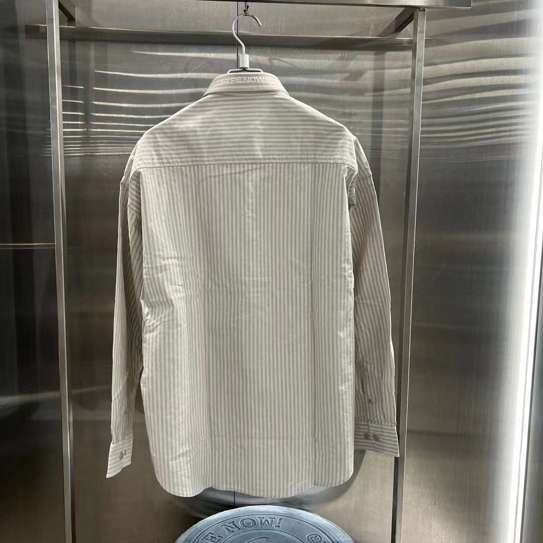 AAPE Moonface patch striped shirt 23 男裝 秋冬 猿顏迷彩字母刺繡純色條紋長袖襯衫 8458XXL