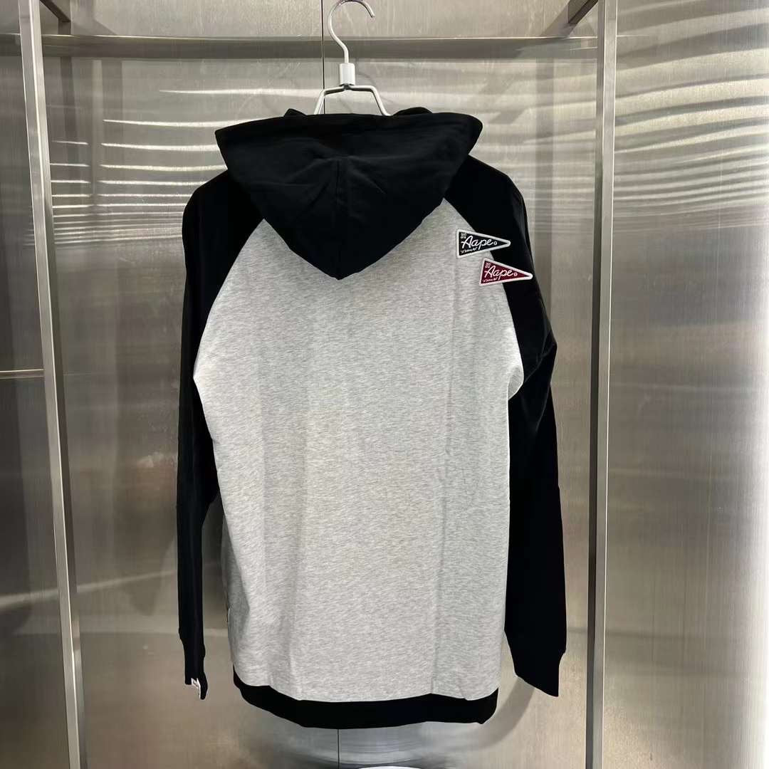 AAPE Moonface raglan hoodie 23 男裝 秋冬 猿顏徽章字母印花撞色插肩連帽長袖T恤 1404XXL