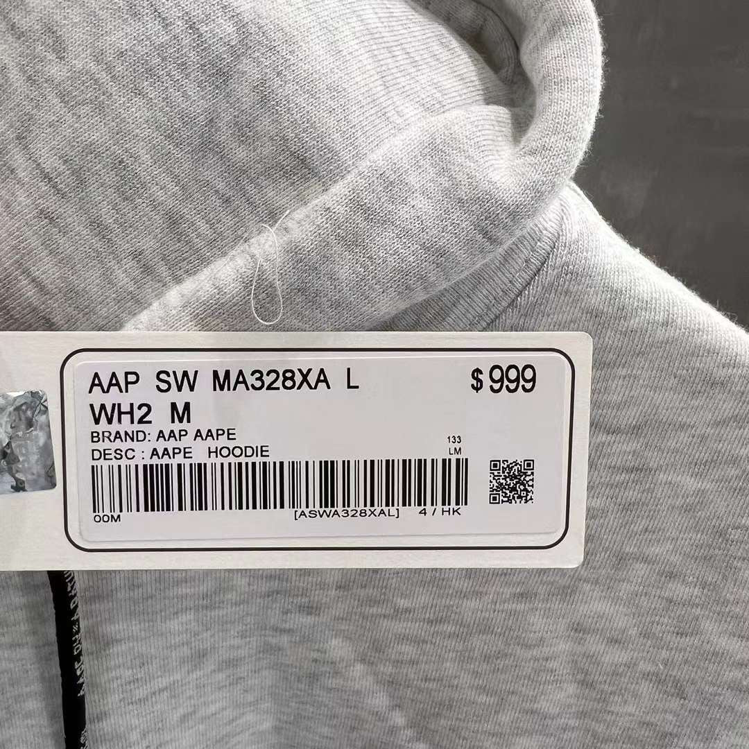 AAPE Moonface printed hoodie 23 男裝 秋冬 猿顏字母圖案印花寬松連帽薄絨衛衣 A328XXL
