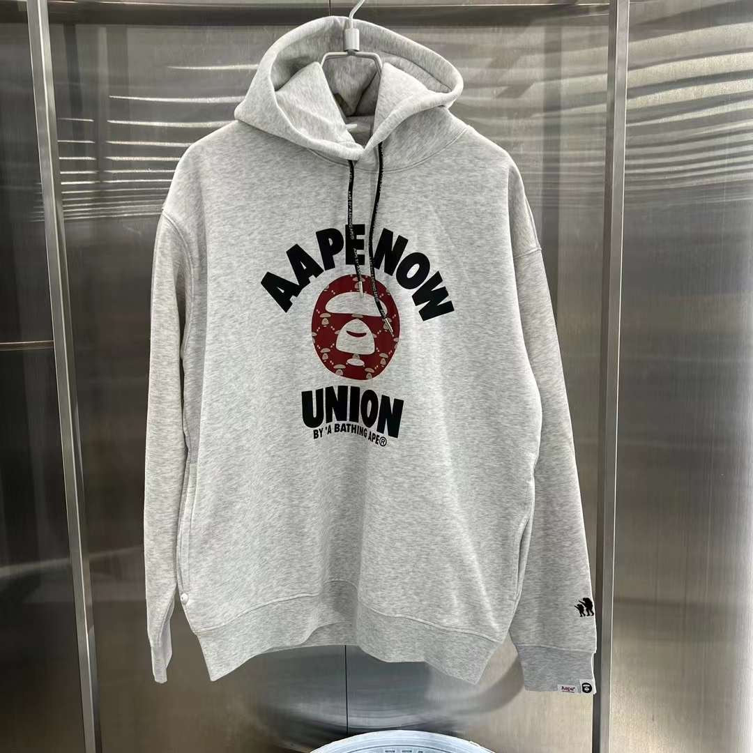 AAPE Moonface printed hoodie 23 男裝 秋冬 猿顏字母圖案印花寬松連帽薄絨衛衣 A328XXL
