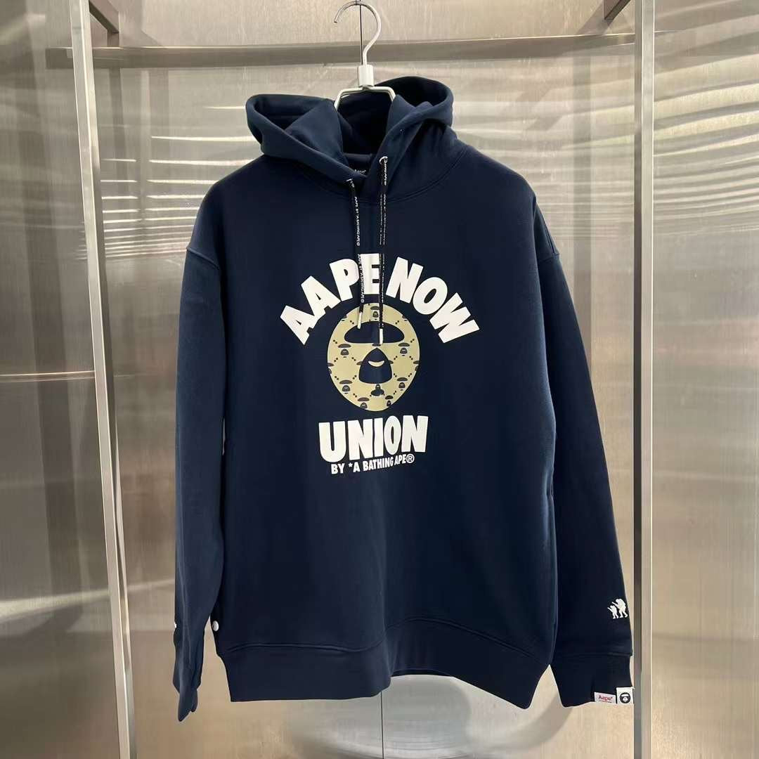 AAPE Moonface printed hoodie 23 男裝 秋冬 猿顏字母圖案印花寬松連帽薄絨衛衣 A328XXL