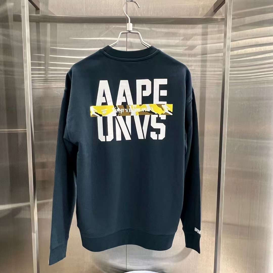 Aape 23 男裝 秋冬 猿顏迷彩圖案字母印花個性圓領衛衣 A323XXL