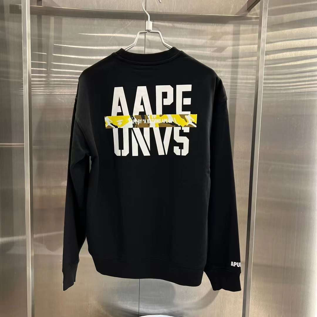 Aape 23 男裝 秋冬 猿顏迷彩圖案字母印花個性圓領衛衣 A323XXL