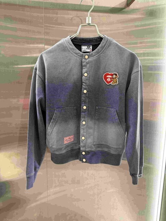 香港代購 專櫃正品 Aape 26春夏 女裝 心型猿人字母刺繡復古水洗圓領衛衣D355