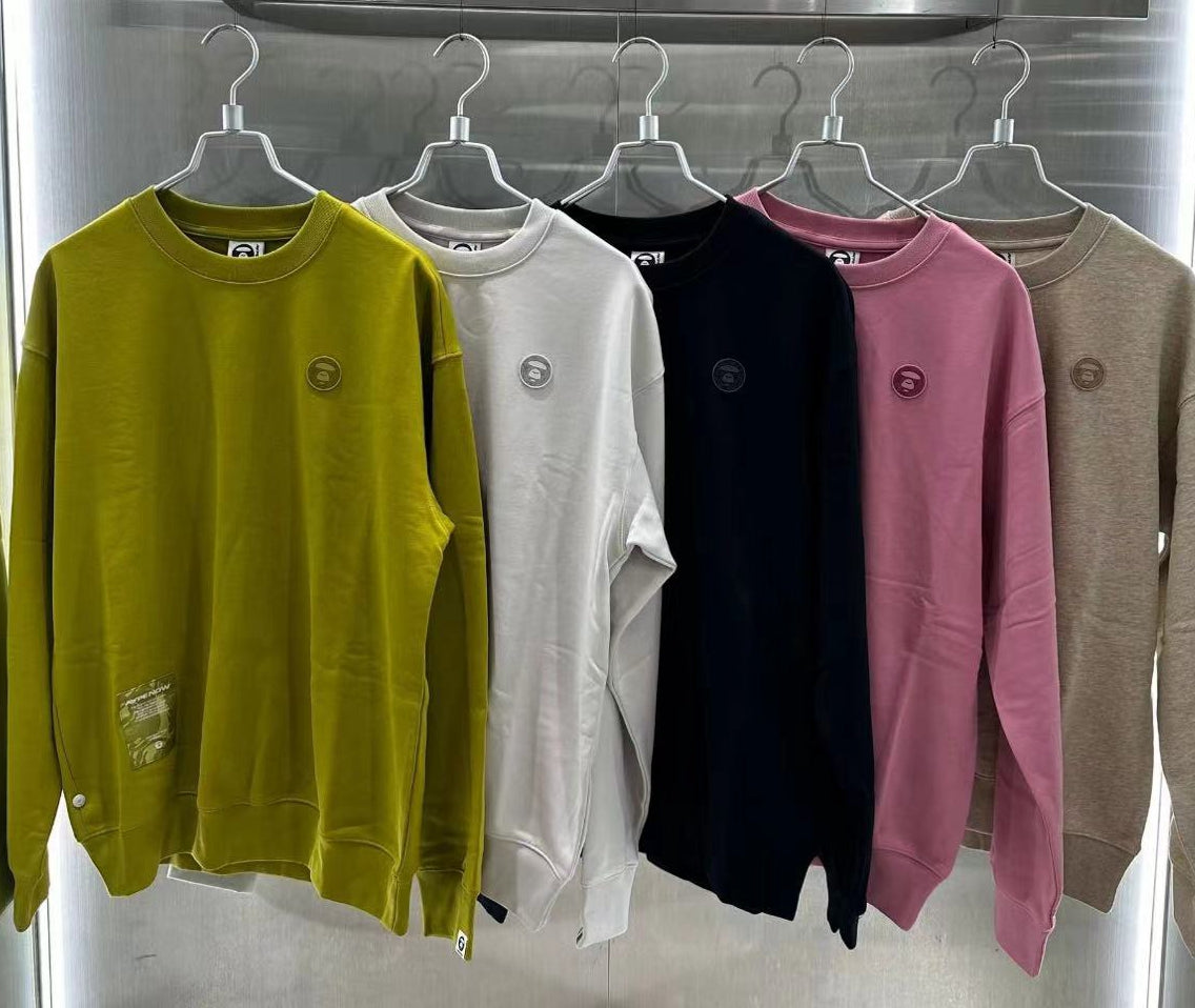香港專櫃代購 Aape 男裝 24秋冬猿顏徽章字母刺繡簡約休閑圓領衛衣318