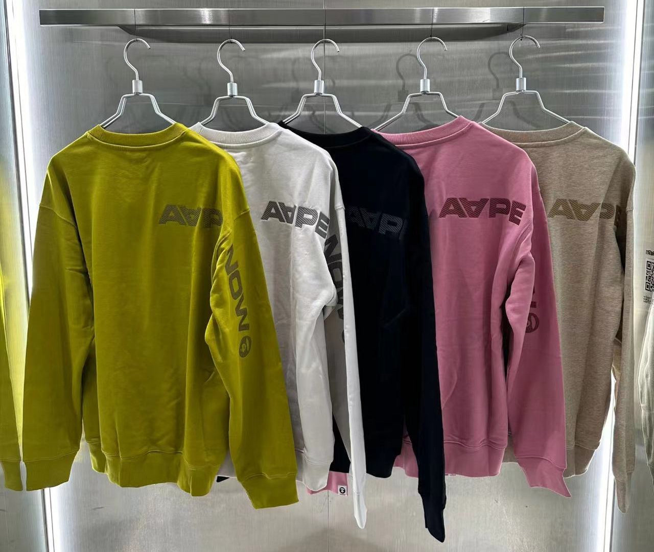 香港專櫃代購 Aape 男裝 24秋冬猿顏徽章字母刺繡簡約休閑圓領衛衣318