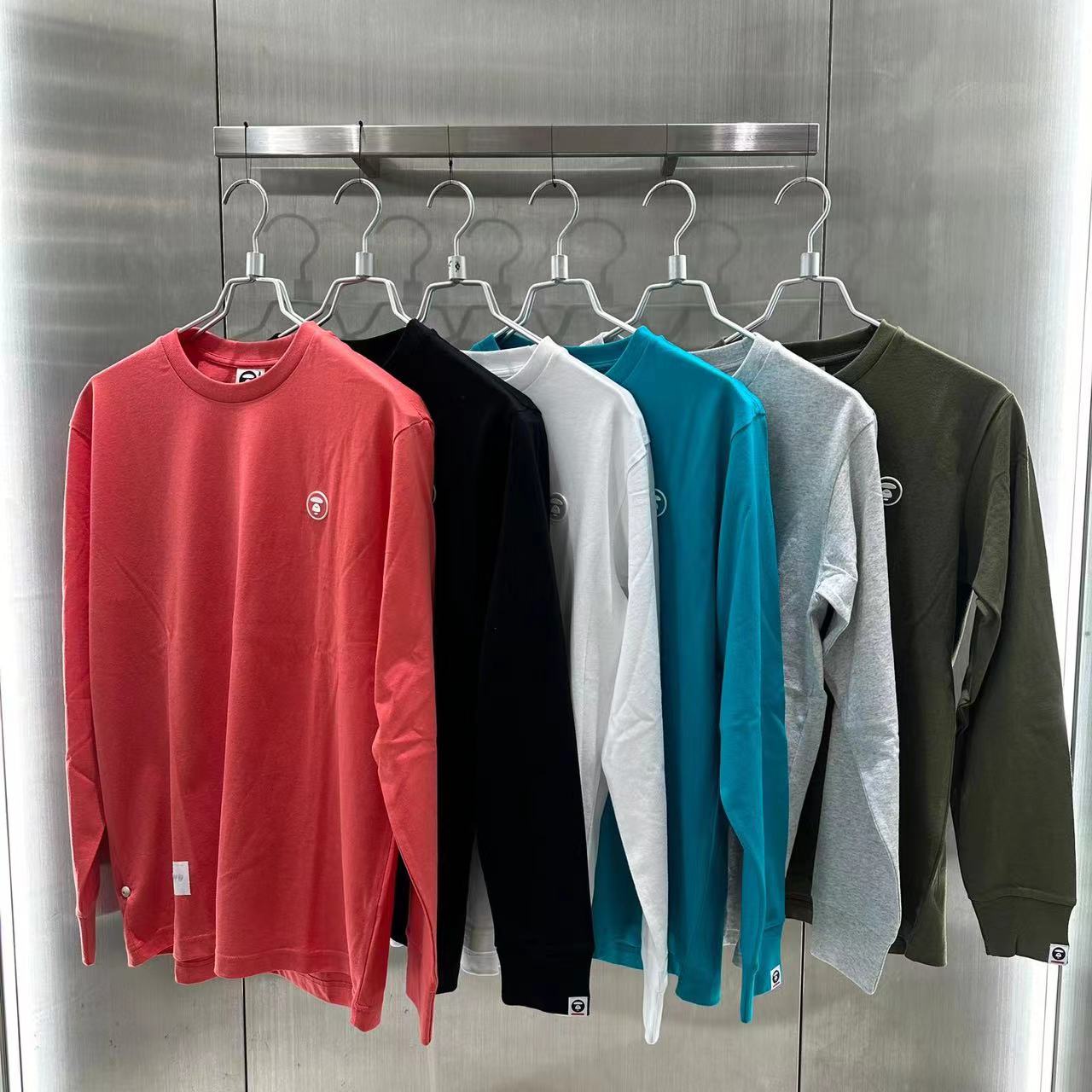 香港專櫃代購 Aape 男裝 24秋冬猿顏徽章字母印花純色簡約休閑長袖T恤1540