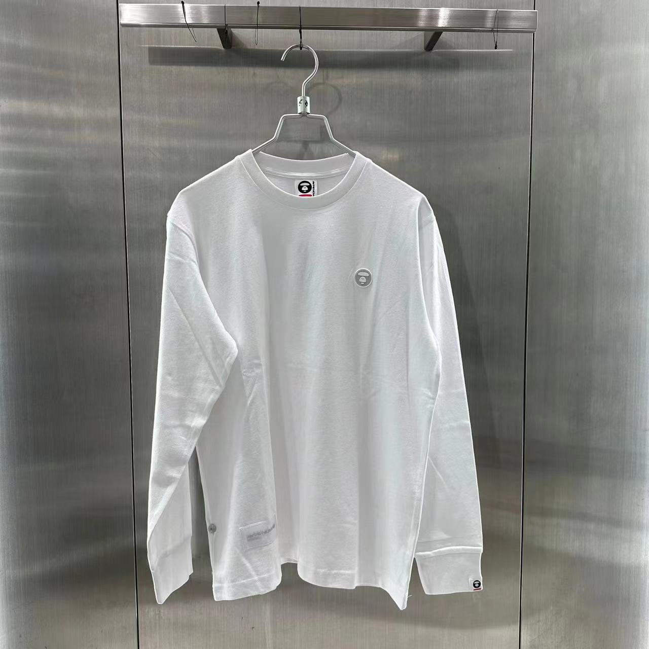 香港專櫃代購 Aape 男裝 24秋冬猿顏徽章字母印花純色簡約休閑長袖T恤1540