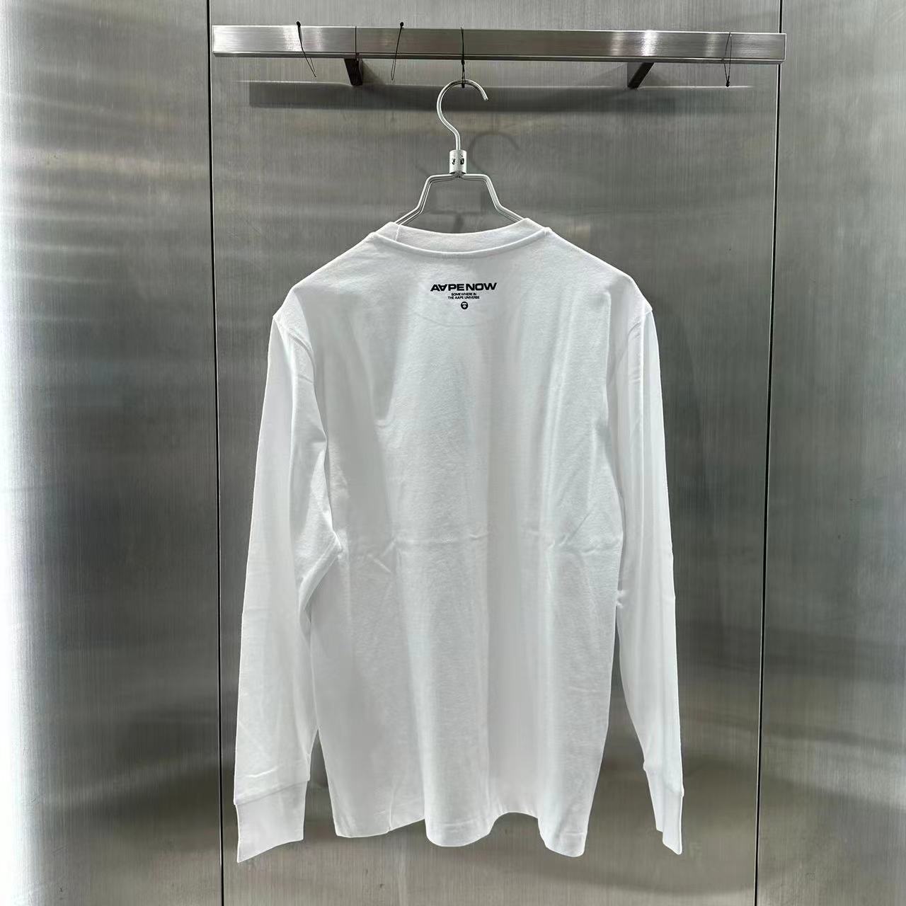 香港專櫃代購 Aape 男裝 24秋冬猿顏徽章字母印花純色簡約休閑長袖T恤1540