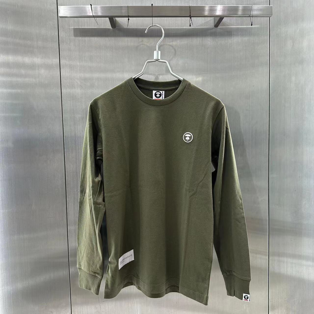香港專櫃代購 Aape 男裝 24秋冬猿顏徽章字母印花純色簡約休閑長袖T恤1540