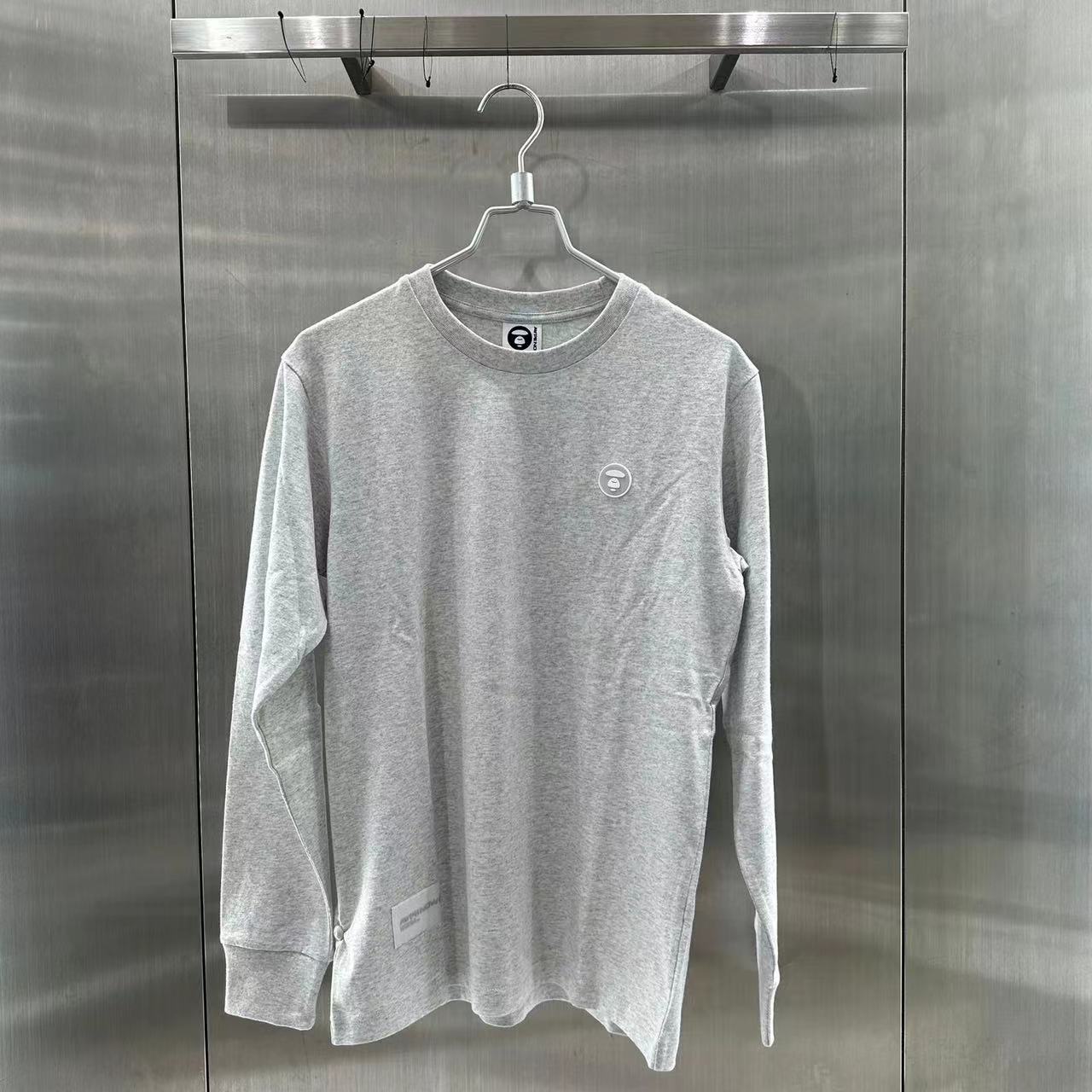 香港專櫃代購 Aape 男裝 24秋冬猿顏徽章字母印花純色簡約休閑長袖T恤1540