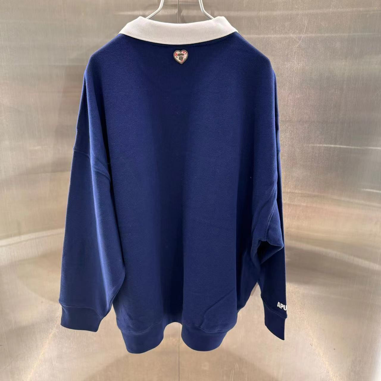 香港專櫃代購 Aape 女裝 24秋冬愛心猿顏拼布碎花字母寬松薄絨翻領衛衣395