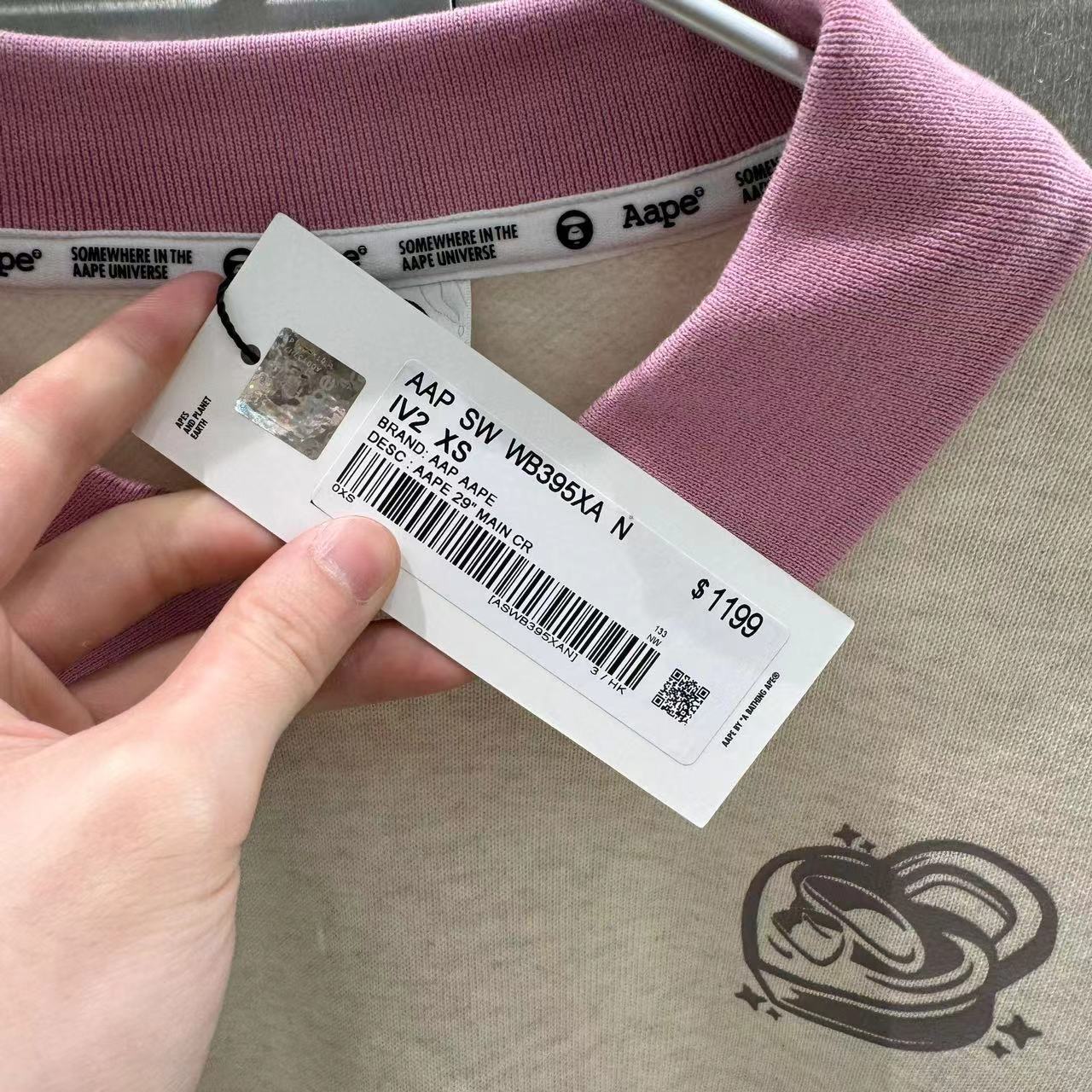 香港專櫃代購 Aape 女裝 24秋冬愛心猿顏拼布碎花字母寬松薄絨翻領衛衣395