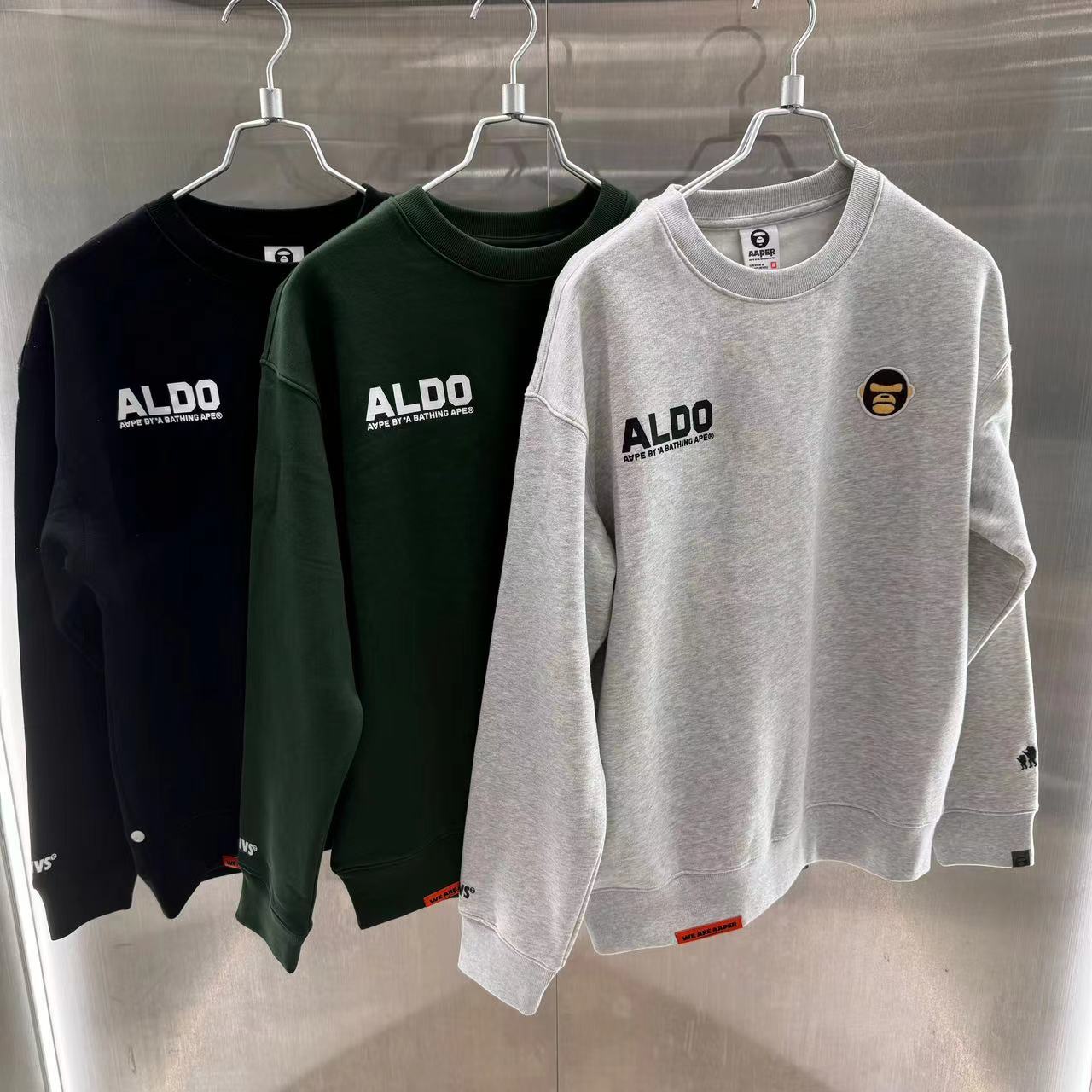 香港專櫃代購 Aape 男裝 24秋冬猿人軍團刺繡字母印花厚絨休閑圓領衛衣377