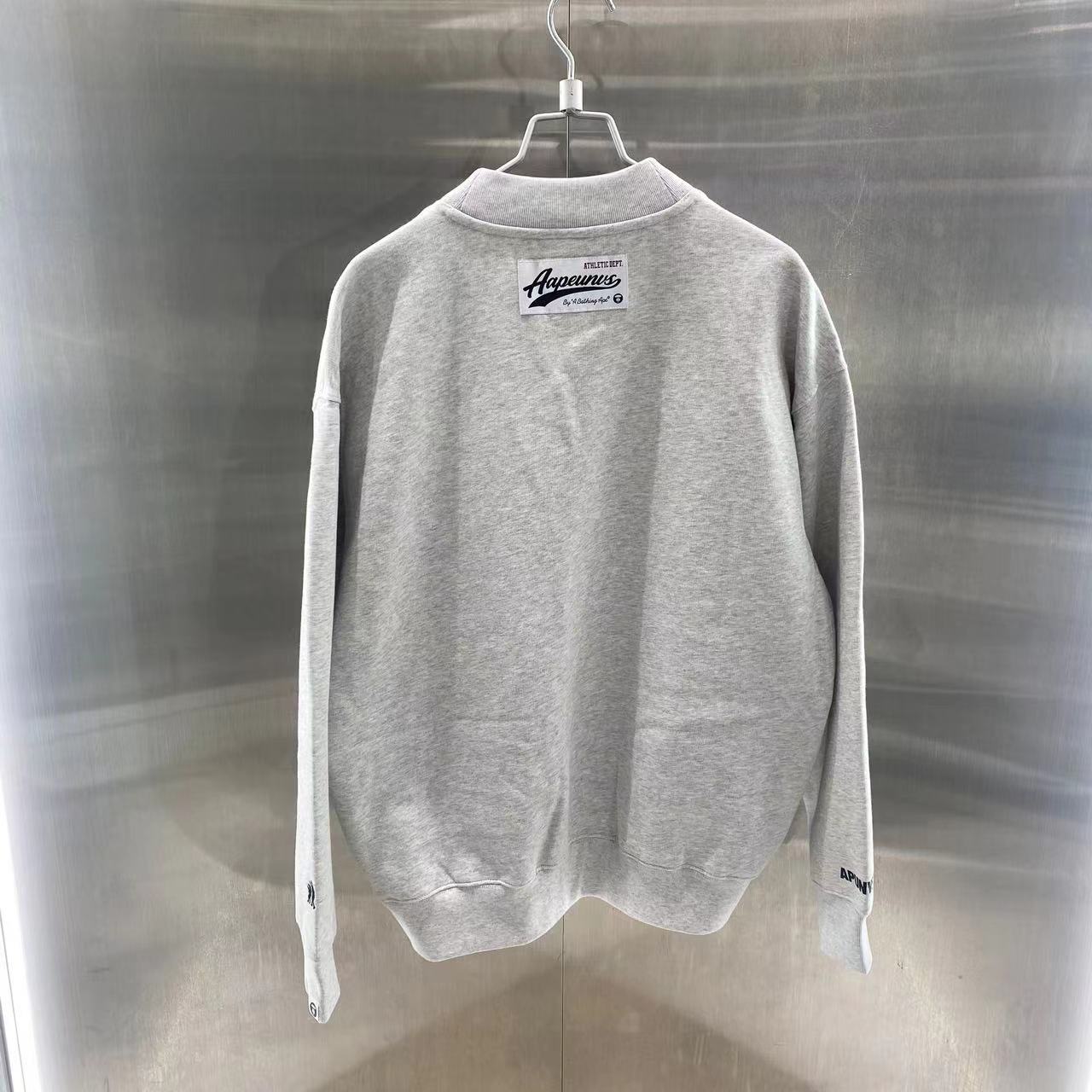 香港專櫃代購 Aape 男裝 24秋冬男款猿顏徽章休閑潮流厚絨開衫衛衣外套348