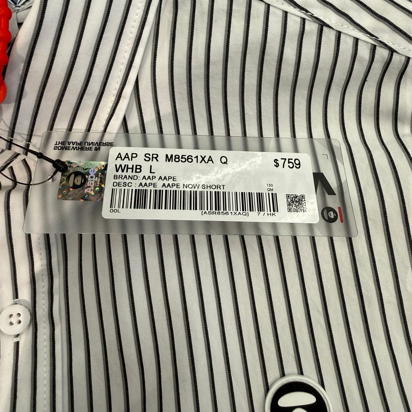 香港代購 專櫃正品 26春夏 Aape 男 AAPENOW 猿人小標徽章簡約舒適休閒條紋短袖襯衫8561