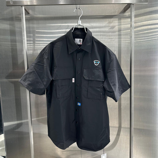 香港代購 專櫃正品 26春夏 Aape 男 AAPEUNVS 猿人徽章字母塗鴉多口袋工裝短袖襯衫8573
