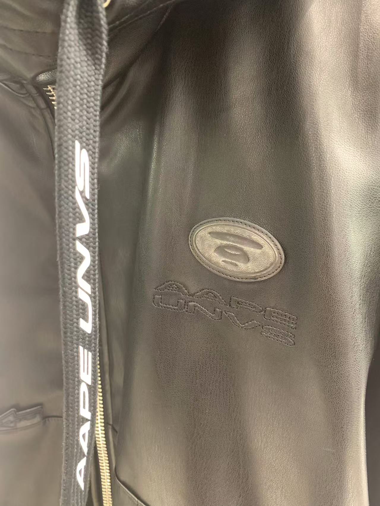 香港專櫃正品代購 Aape 24秋冬猿顏徽章簡約厚保暖仿皮連帽夾克外套7678
