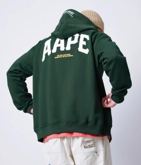 香港專櫃正品代購 Aape 24秋冬猿顏字母印花潮流厚絨連帽衛衣外套343