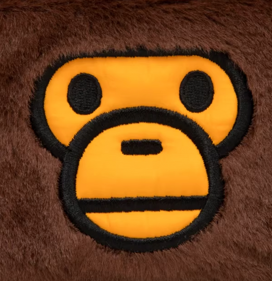 BABY MILO STORE配飾卡通小猴刺繡圖案毛絨鏈條挎包4453