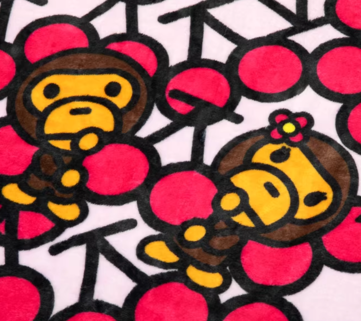 BABY MILO STORE配飾卡通小猴櫻桃提花毛絨蓋毯4486