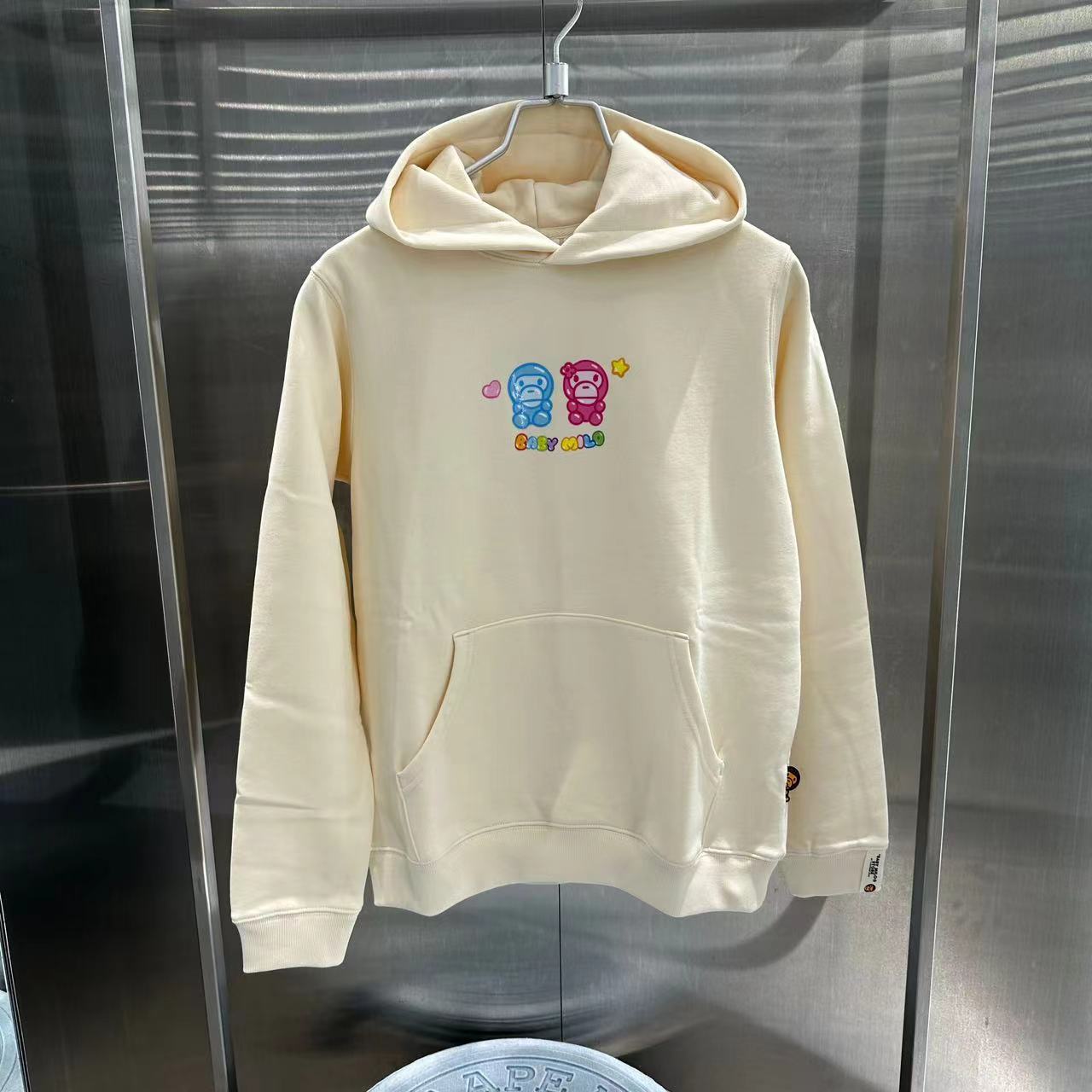 香港專櫃代購 BABY MILO STORE 女裝24年秋冬卡通小猴印花寬松連帽衛衣3039