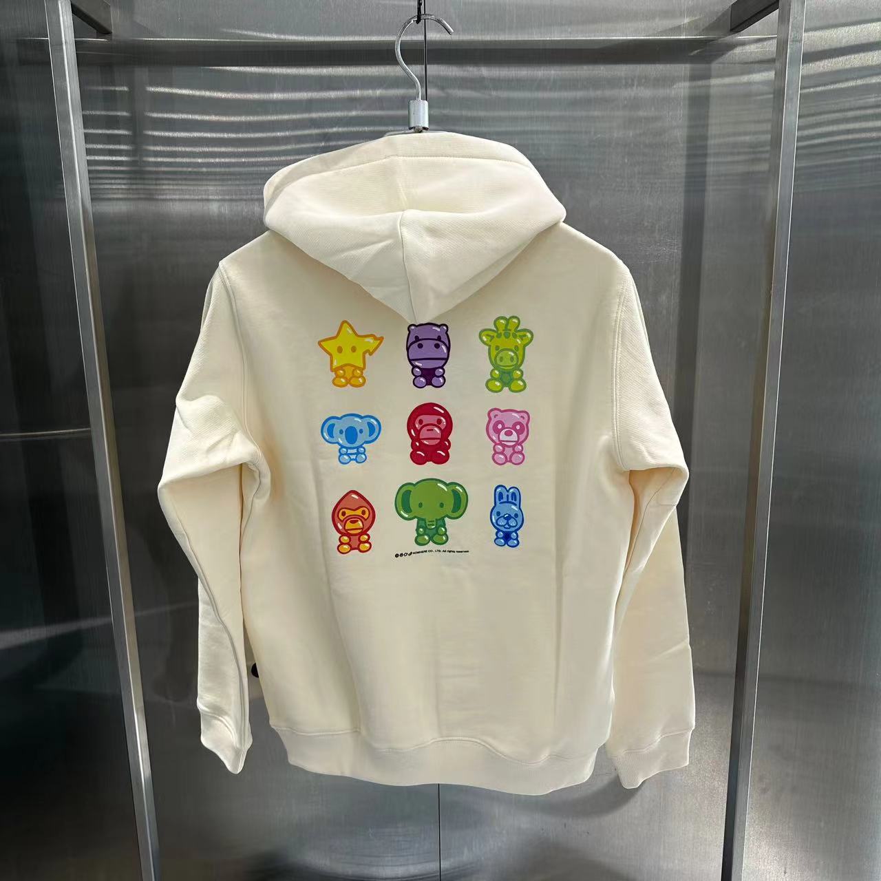 香港專櫃代購 BABY MILO STORE 女裝24年秋冬卡通小猴印花寬松連帽衛衣3039
