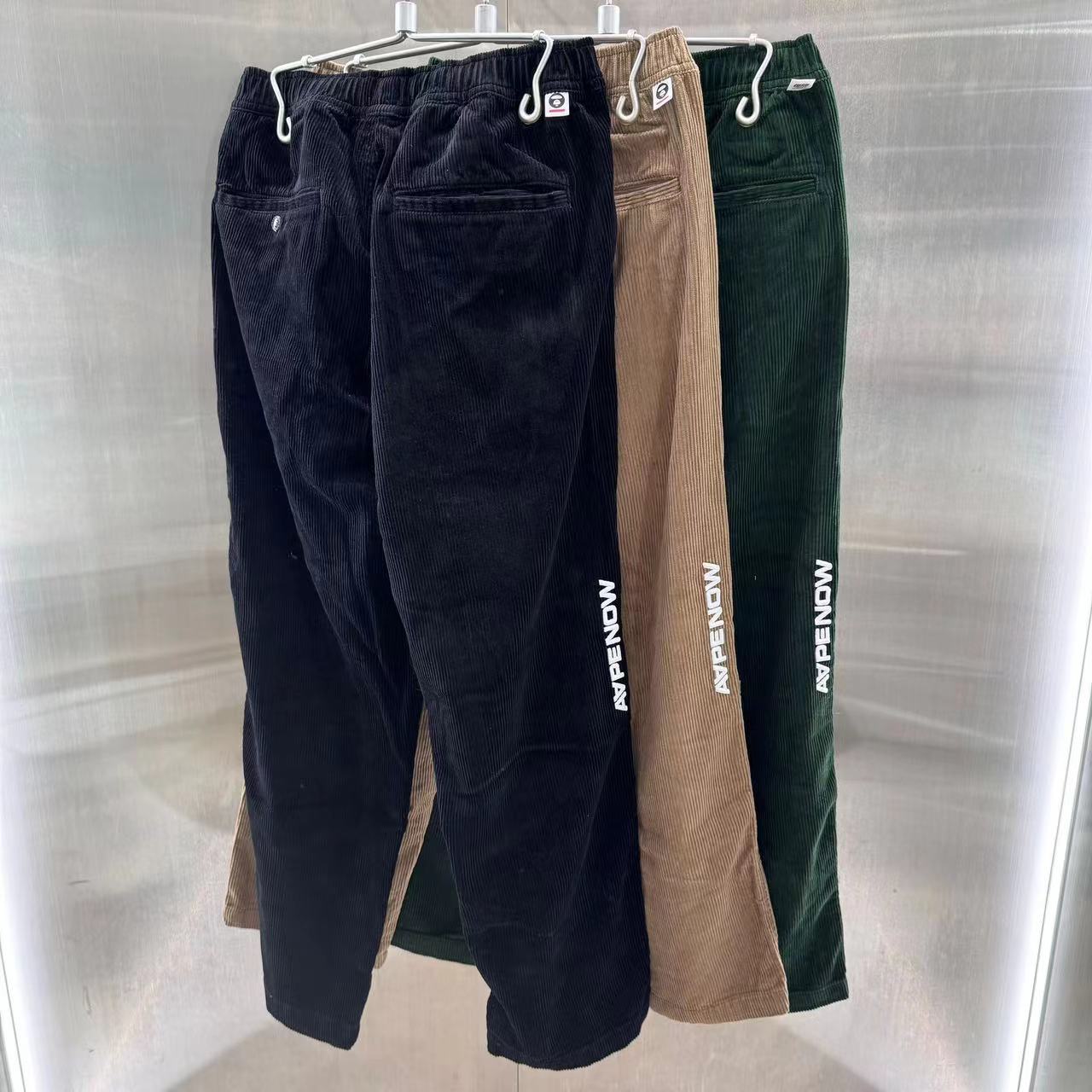 香港代購 專櫃正品 aape 24秋冬猿顏徽章字母刺繡燈芯絨簡約休閑長褲620