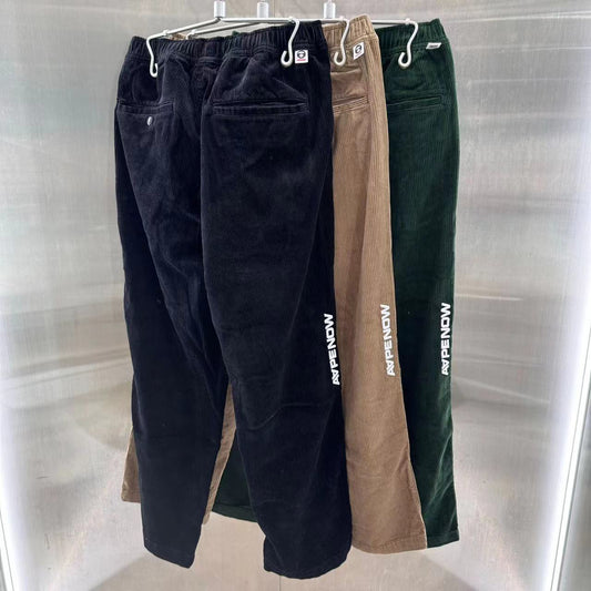 香港代購 專櫃正品 aape 24秋冬猿顏徽章字母刺繡燈芯絨簡約休閑長褲620