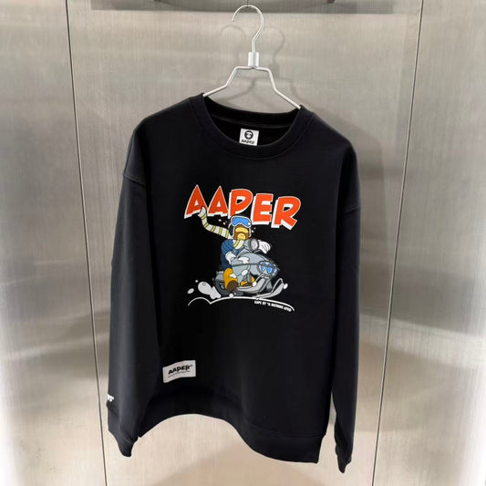 香港直郵 Aape 25秋冬 男 猿人軍團印花休閑潮流薄絨圓領衛衣C367